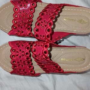 Elegant Red Floral Women's Sandals